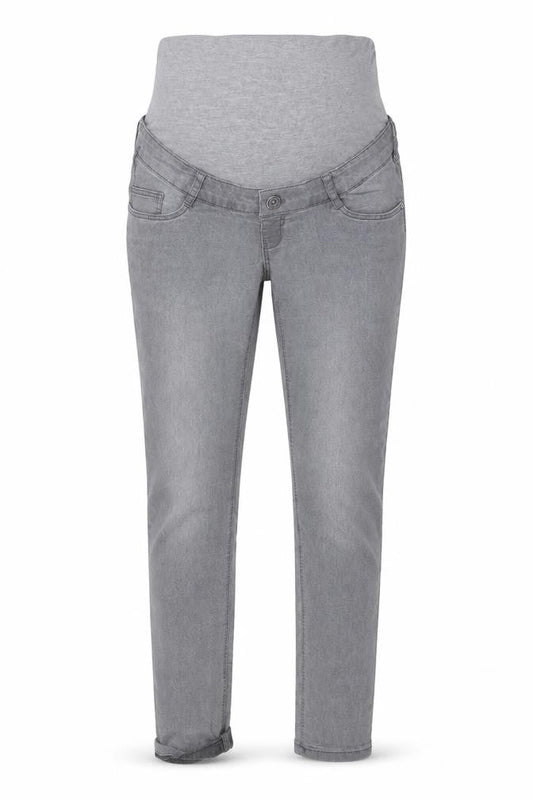 Front view of C&A women’s grey denim skinny jeans, size UK 8, 27-inch leg