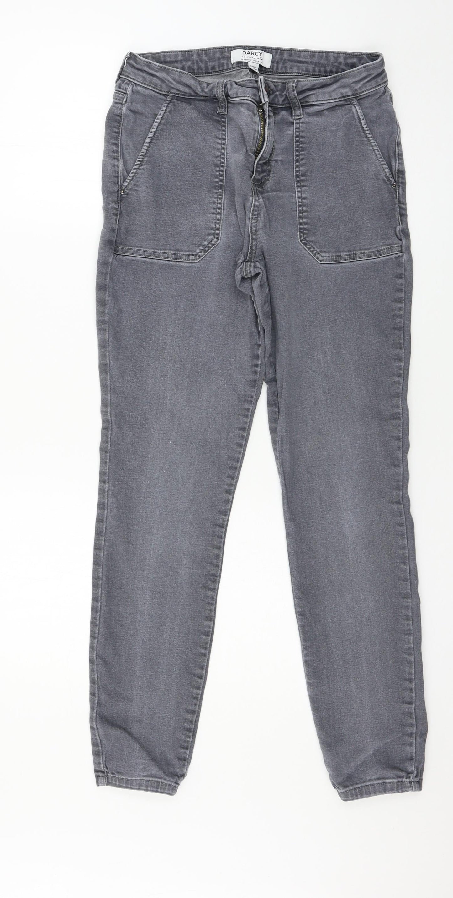 Dorothy Perkins Womens Grey  Denim Skinny Jeans Size 12 L28 in