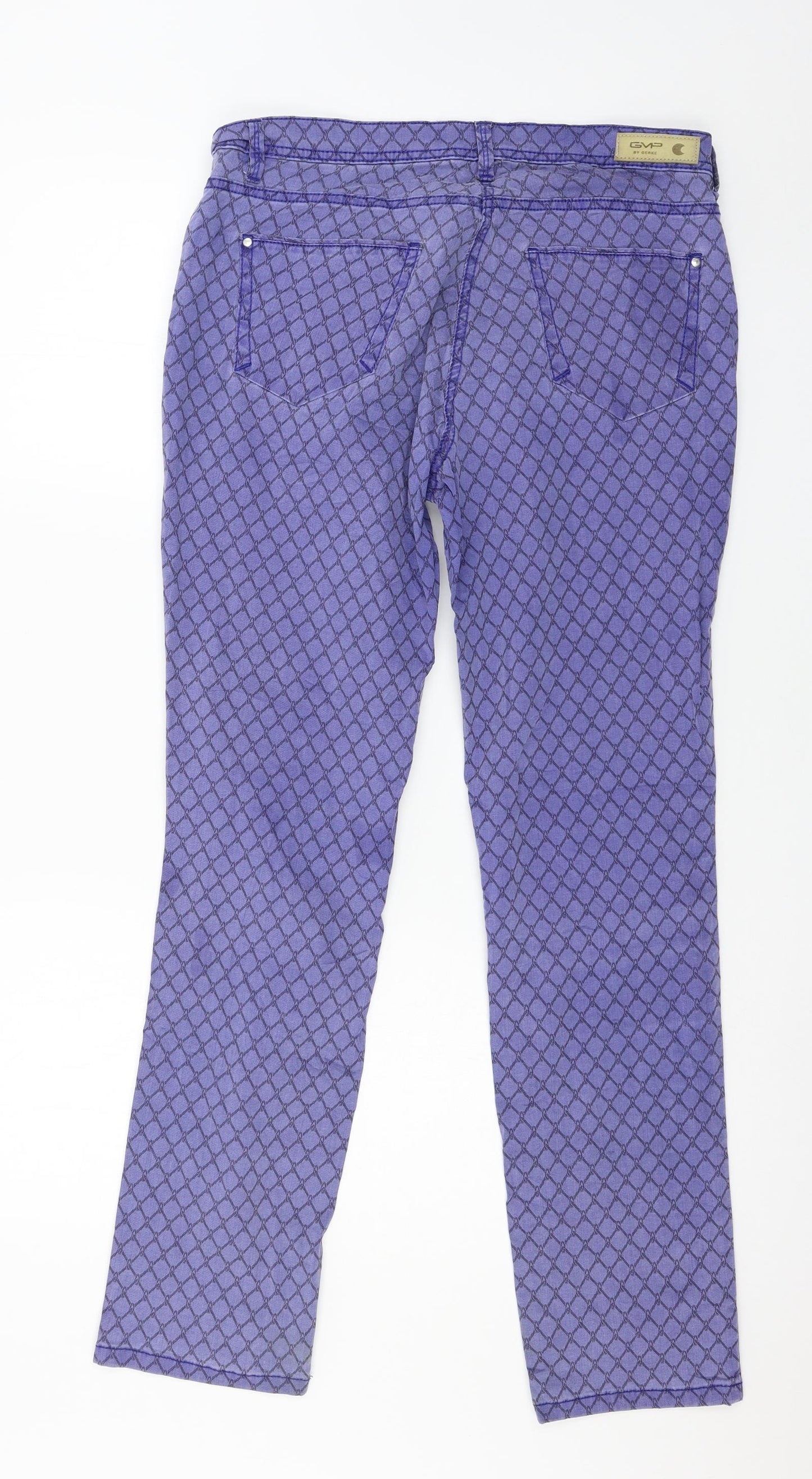 Gerke Womens Blue Argyle/Diamond Denim Skinny Jeans Size 14 L30 in