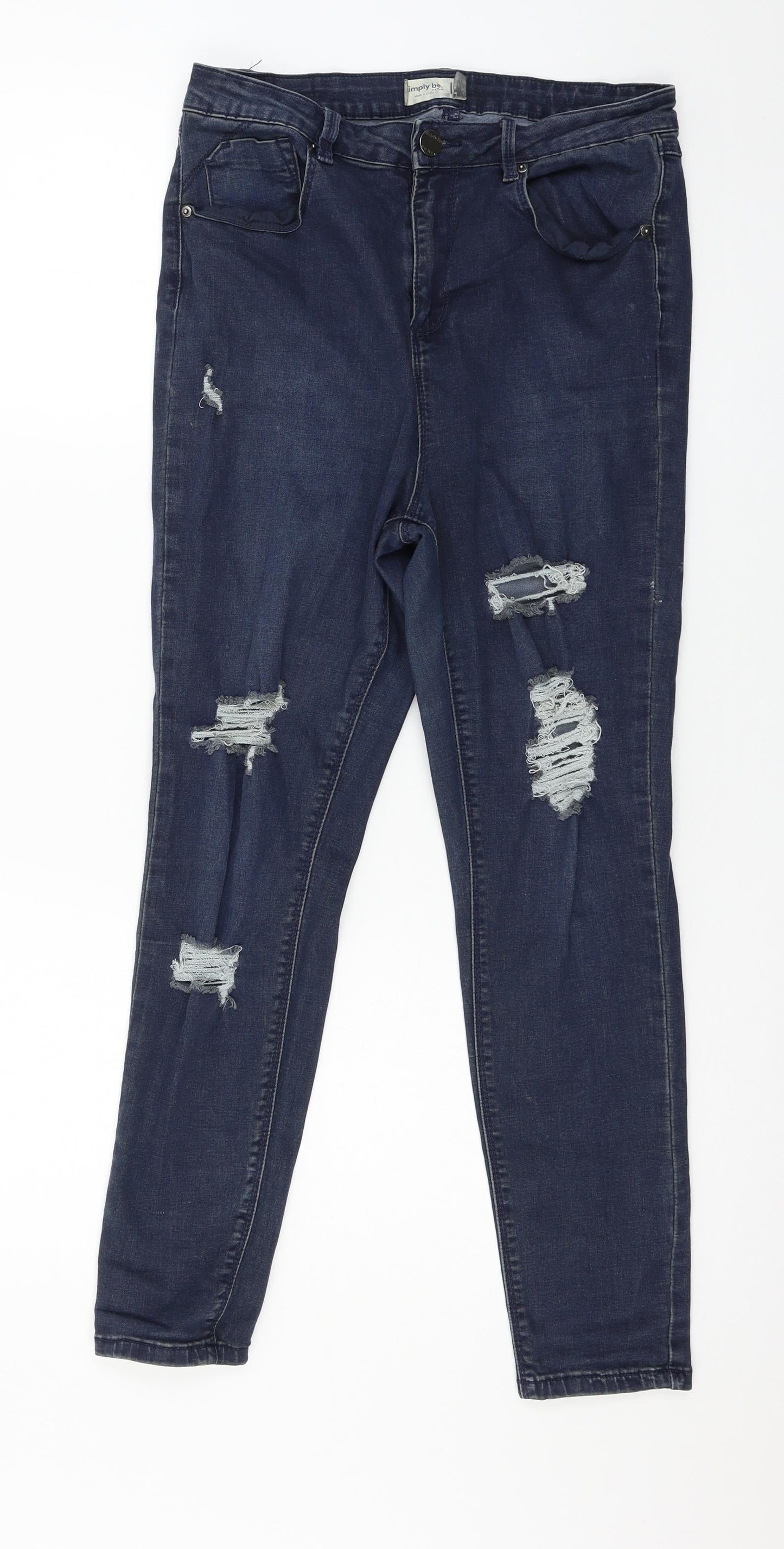 Simply Be Womens Blue  Denim Skinny Jeans Size 8 L25 in