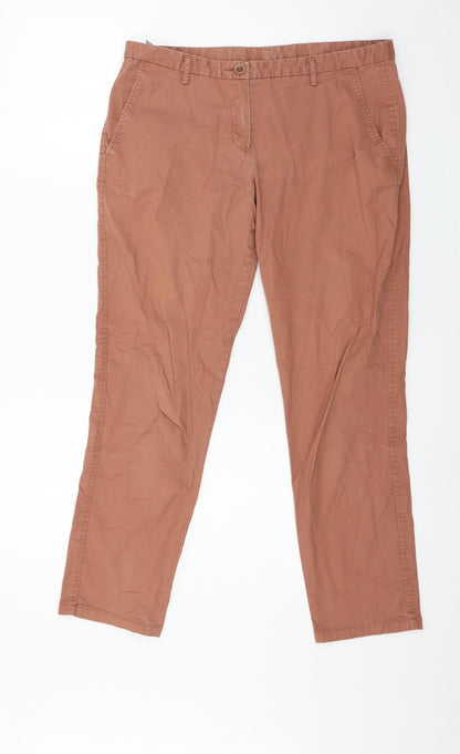 Womens UK Size 12 United Colors of Benetton Regular Fit Chino Orange Trousers