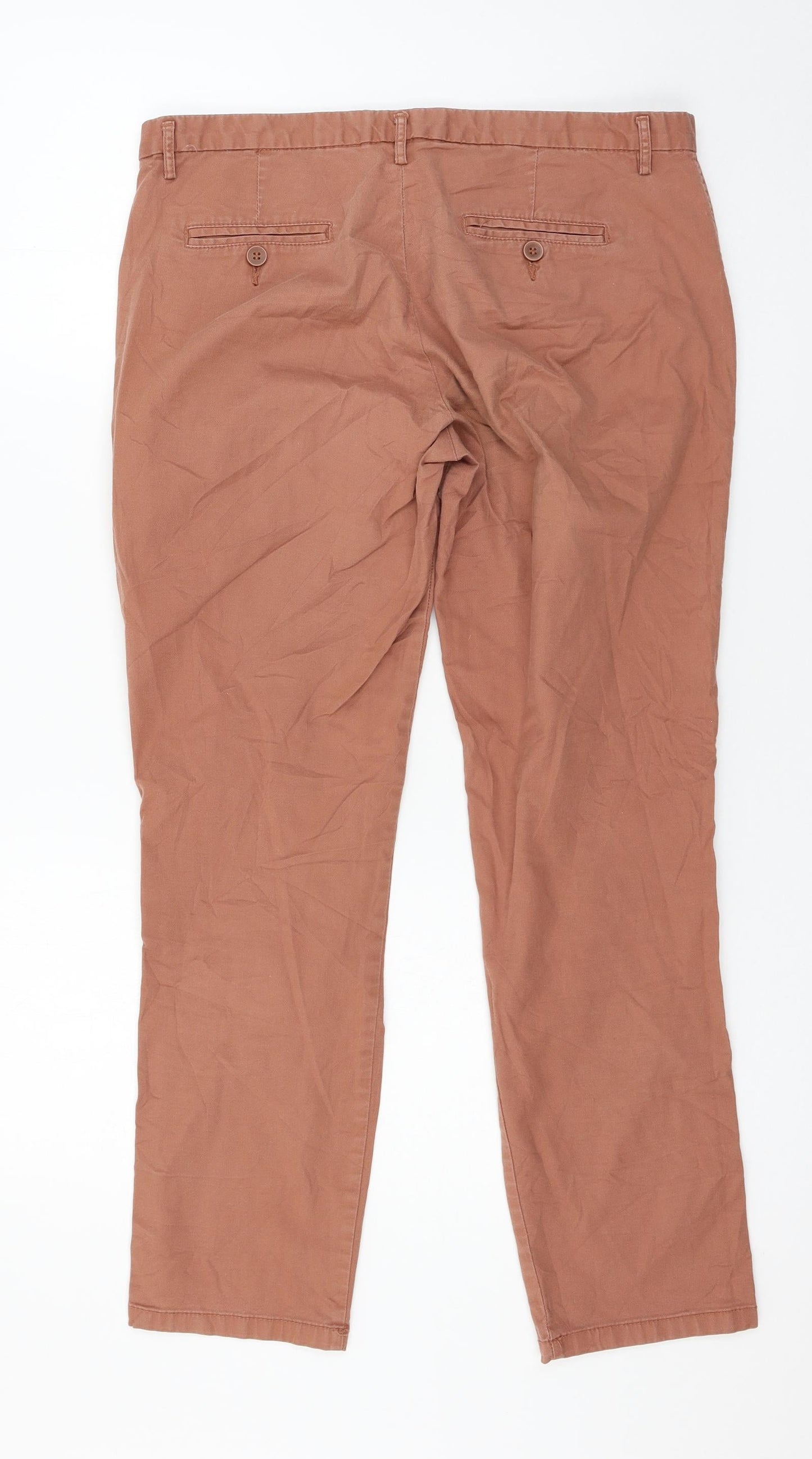 Womens UK Size 12 United Colors of Benetton Regular Fit Chino Orange Trousers