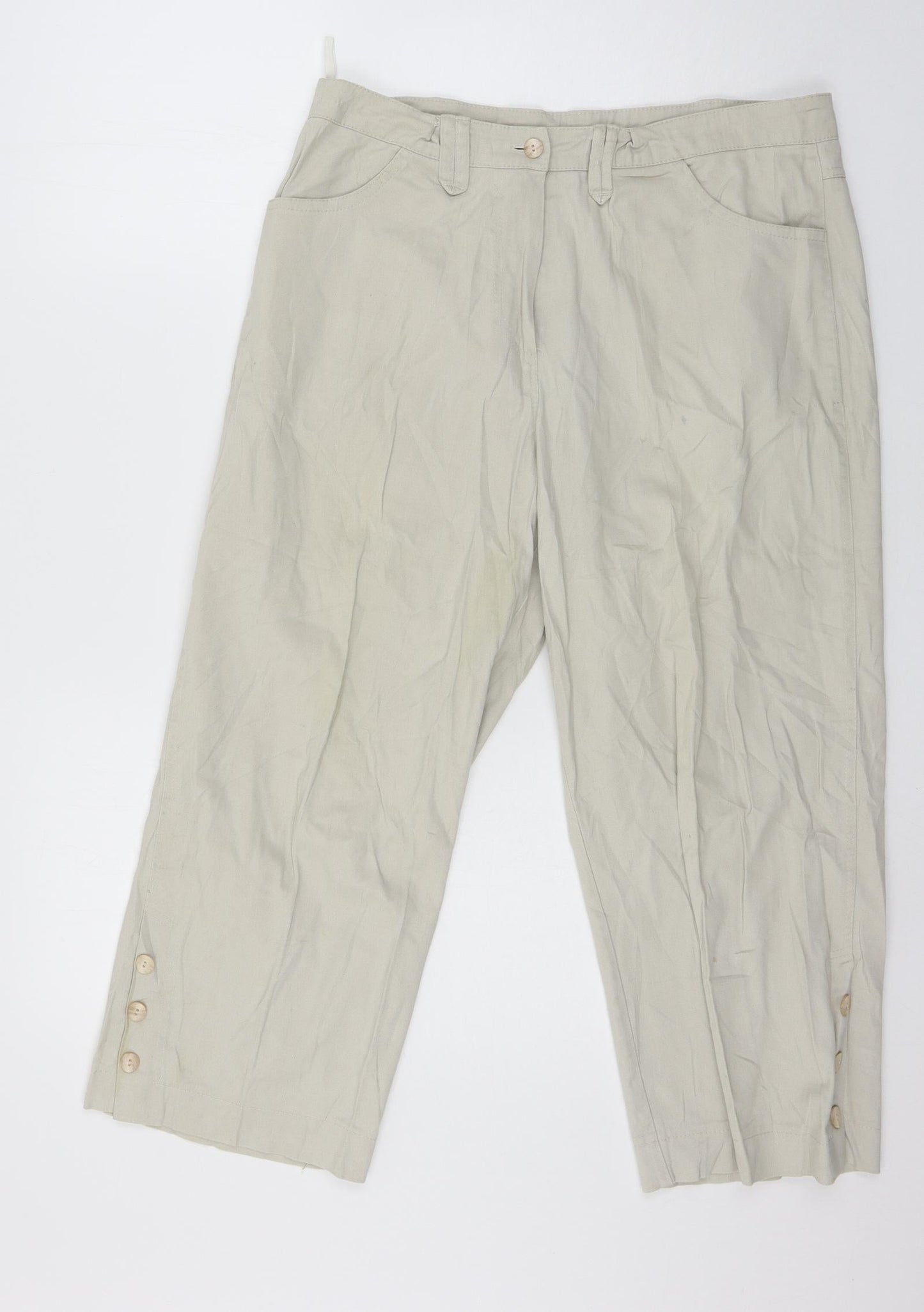Womens UK Size 32 in Preworn Regular Fit Cropped Green Trousers