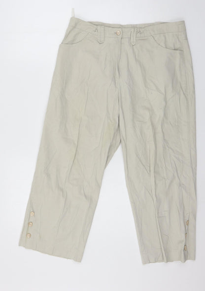 Womens UK Size 32 in Preworn Regular Fit Cropped Green Trousers