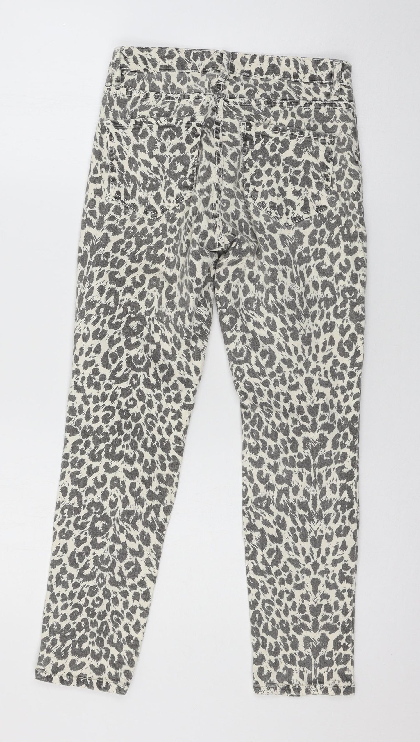 Mango Womens White Animal Print Denim Skinny Jeans Size 6 L25 in