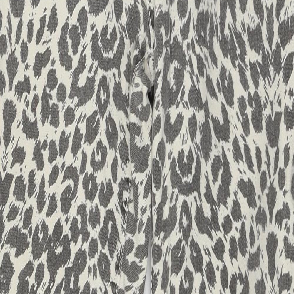Mango Womens White Animal Print Denim Skinny Jeans Size 6 L25 in