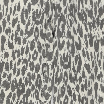 Mango Womens White Animal Print Denim Skinny Jeans Size 6 L25 in