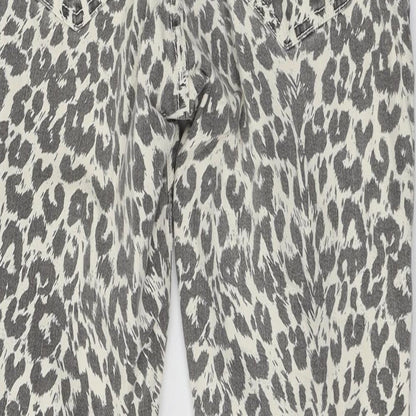 Mango Womens White Animal Print Denim Skinny Jeans Size 6 L25 in