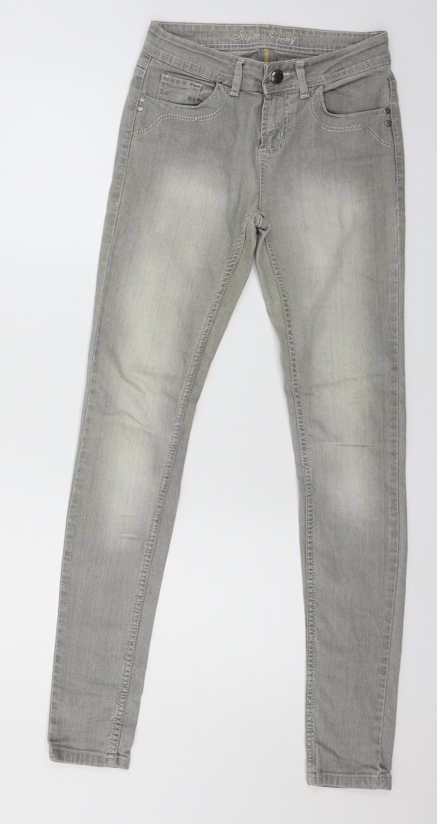 Denim & Co. Womens Grey  Denim Skinny Jeans Size 10 L31 in
