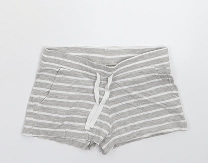 H&M Girls Grey Striped  Sweat Shorts Size 8-9 Years