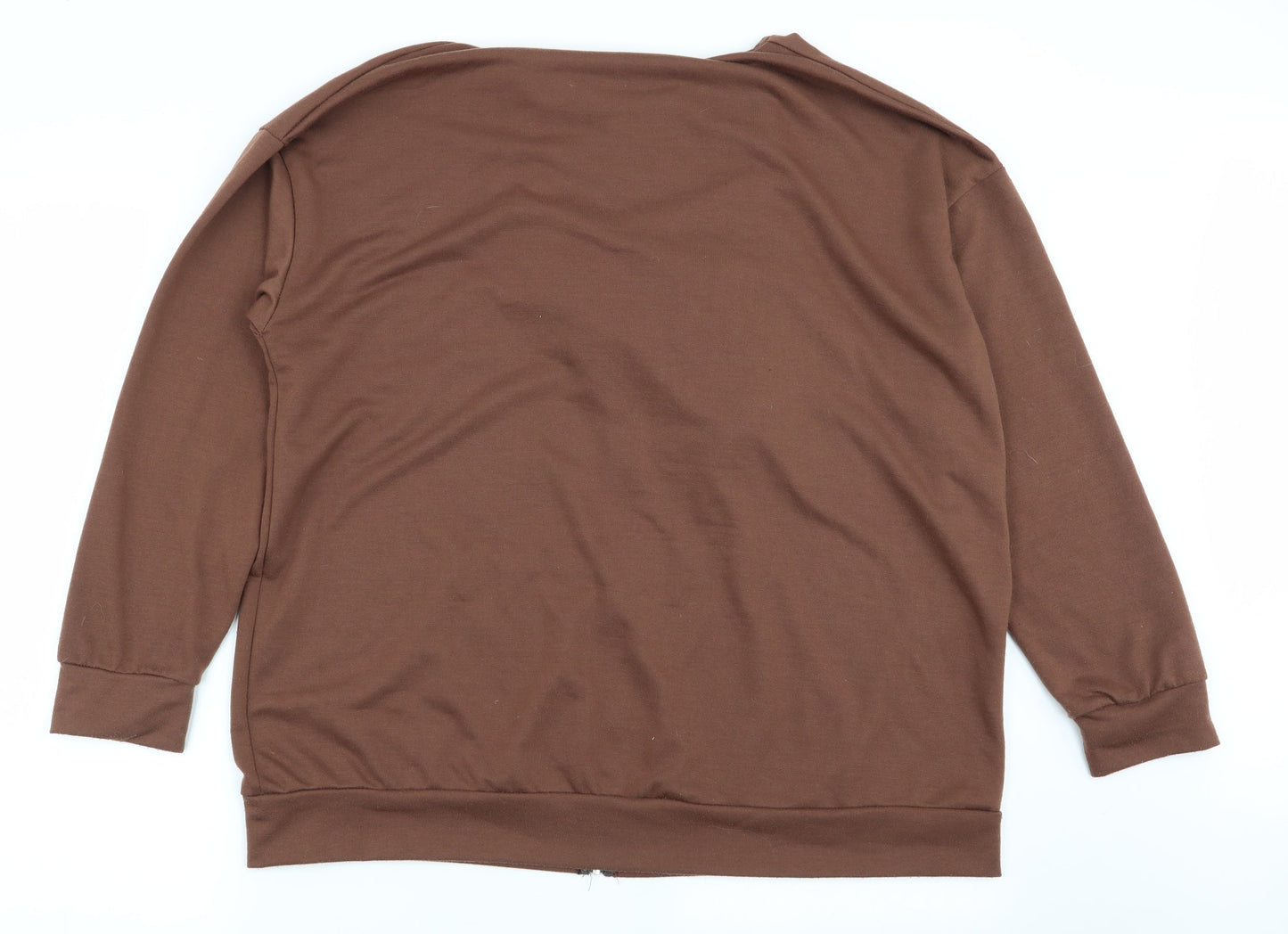 Womens UK Size L Preworn Brown Full Zip Jumper