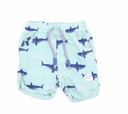 John Lewis Boys Blue Animal Print  Capri Trousers Size 3-6 Months  - shorts