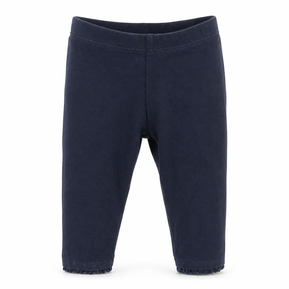 Front view of Next girls’ blue jogger trousers, size 3-6, months - leggings