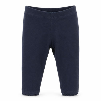 Front view of Next girls’ blue jogger trousers, size 3-6, months - leggings