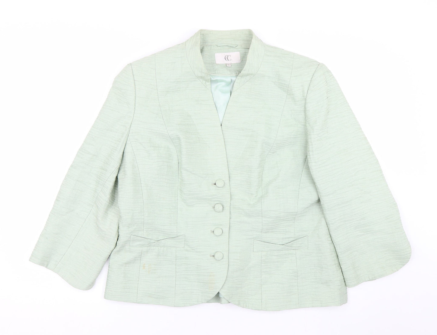 CC Womens Green Striped  Jacket Suit Size 16