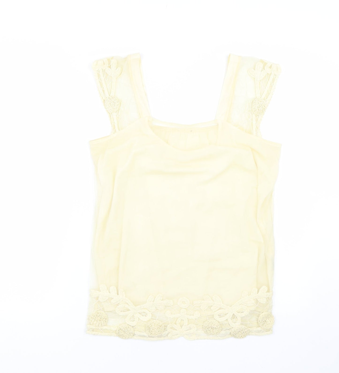 Womens UK Size M Preworn Yellow Basic Tank