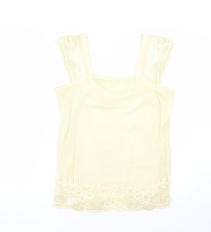 Womens UK Size M Preworn Yellow Basic Tank