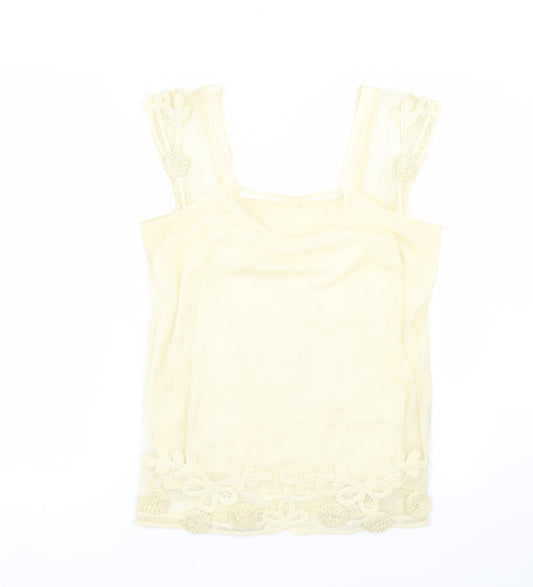 Womens UK Size M Preworn Yellow Basic Tank