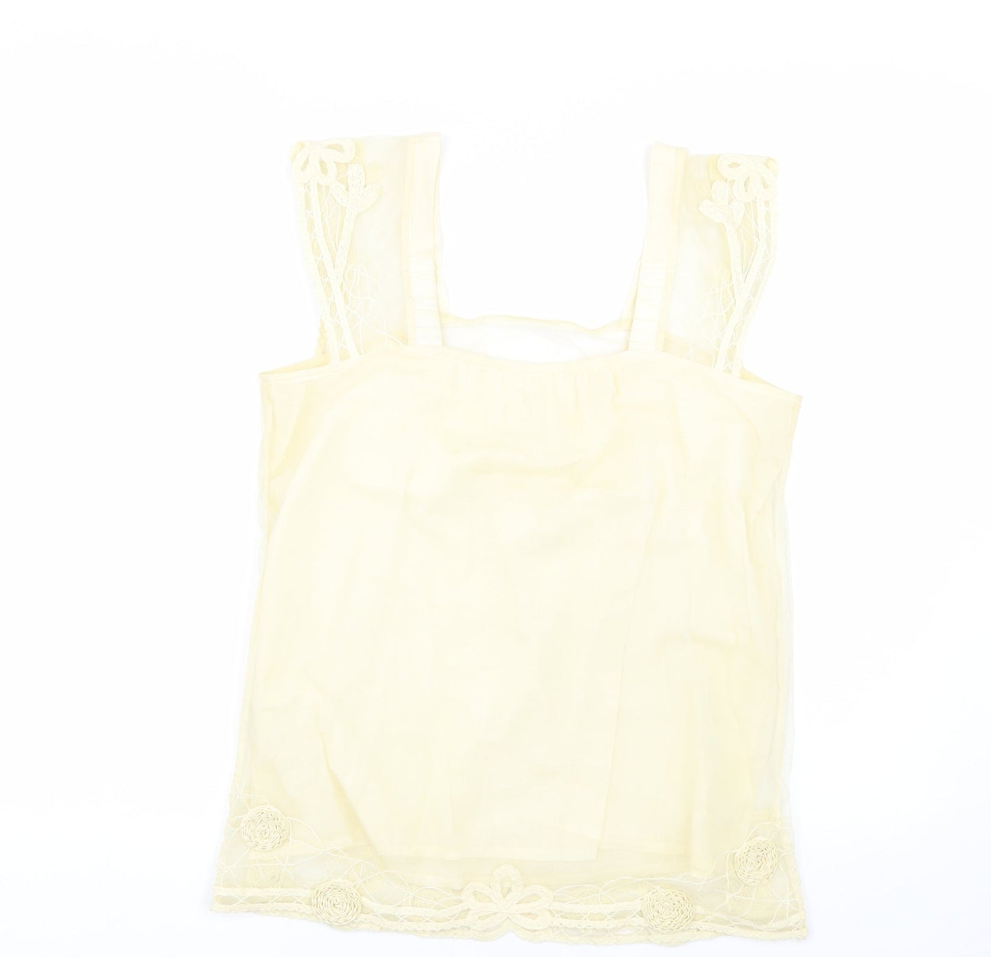 Womens UK Size M Preworn Yellow Basic Tank