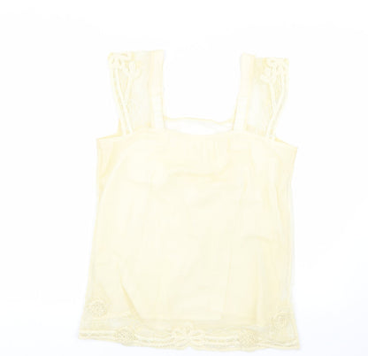 Womens UK Size M Preworn Yellow Basic Tank