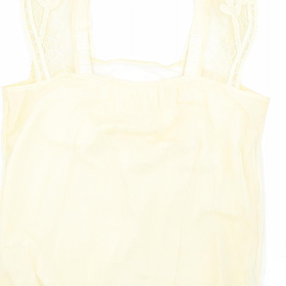Womens UK Size M Preworn Yellow Basic Tank