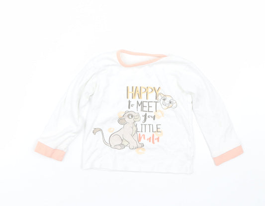 George Girls White   Cami Pyjama Top Size 18-24 Months  - Lion king