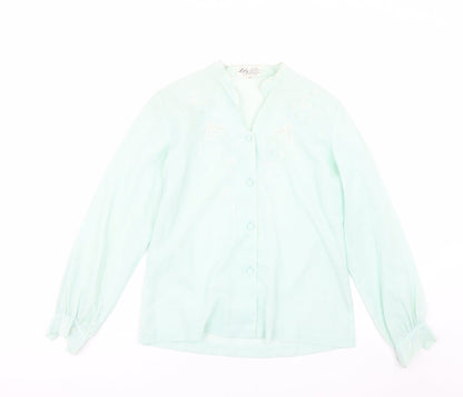 Lily Womens Green Floral  Basic Blouse Size 14