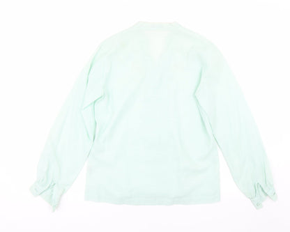 Lily Womens Green Floral  Basic Blouse Size 14