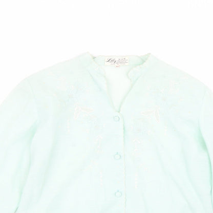 Lily Womens Green Floral  Basic Blouse Size 14