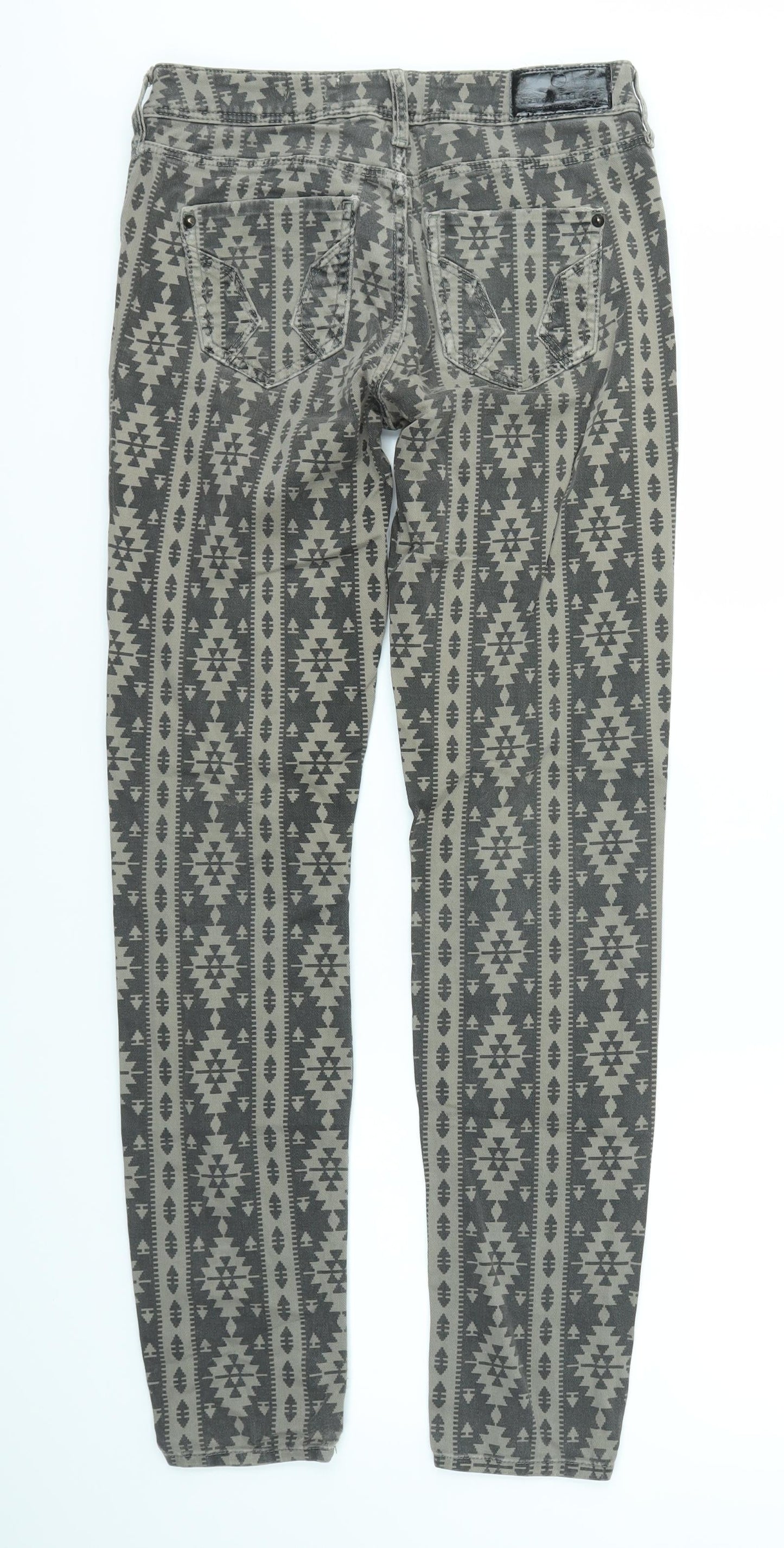 River Island Womens Brown Geometric  Straight Jeans Size 8 L31 in