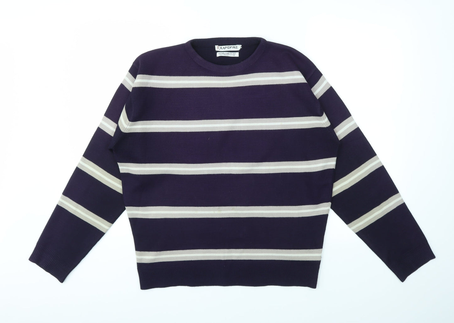 RRAPIDFIRE Mens Purple Striped  Pullover Sweatshirt Size S