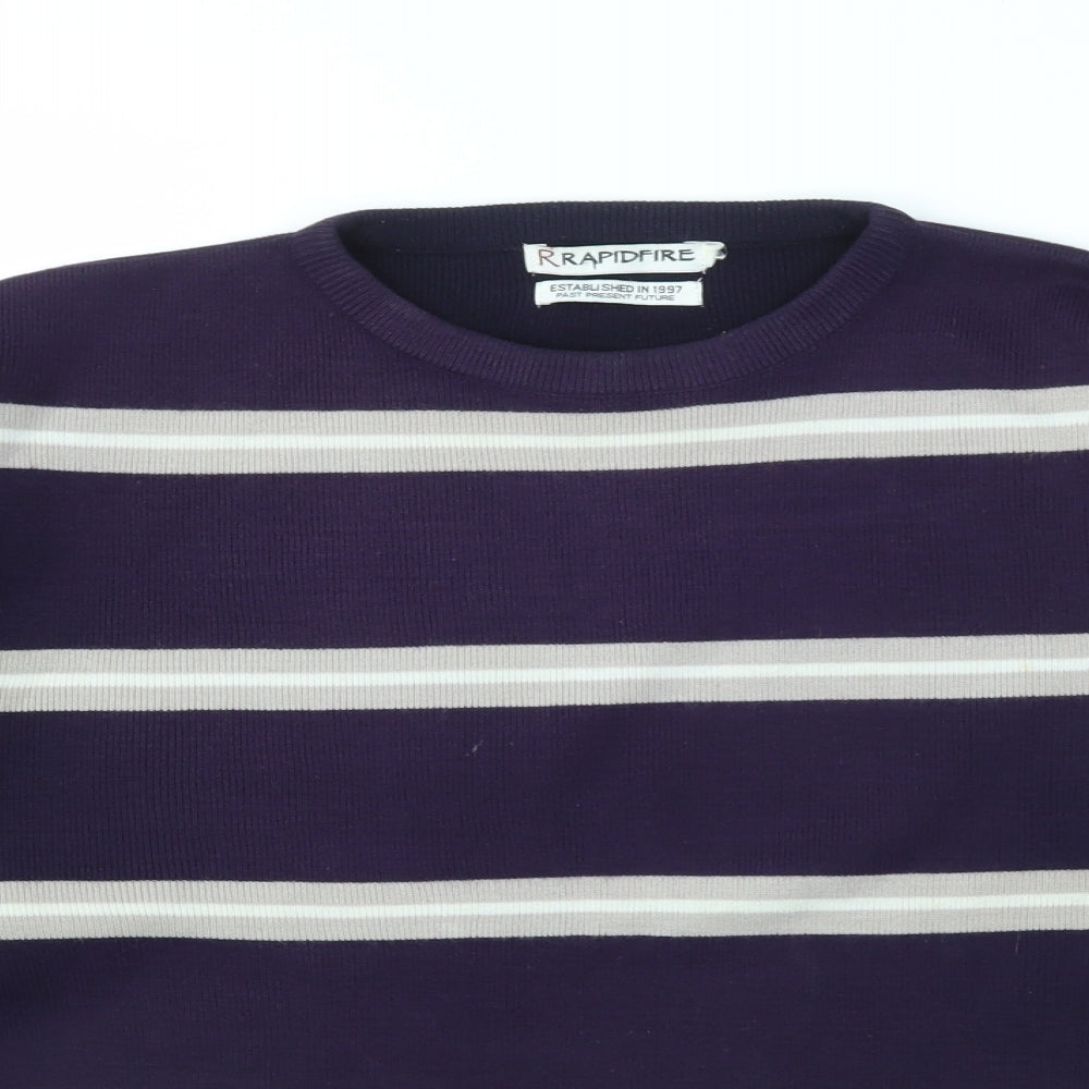 RRAPIDFIRE Mens Purple Striped  Pullover Sweatshirt Size S