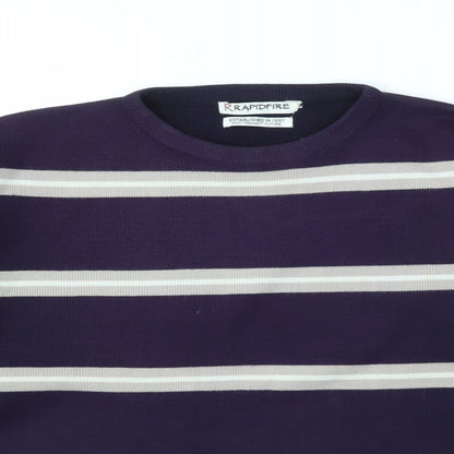 RRAPIDFIRE Mens Purple Striped  Pullover Sweatshirt Size S