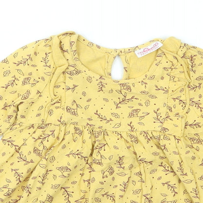 SO CUTE Girls Yellow Animal Print  Fit & Flare  Size 9-12 Months