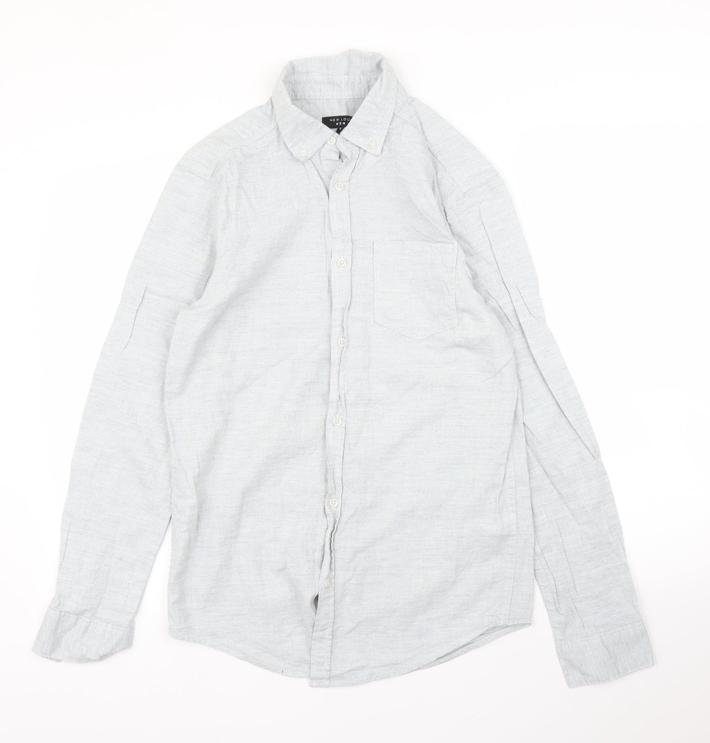 Mens UK Size S New Look Grey  Button-Up Long Sleeve Casual Shirt