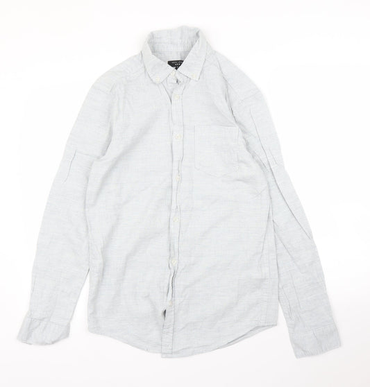 Mens UK Size S New Look Grey  Button-Up Long Sleeve Casual Shirt