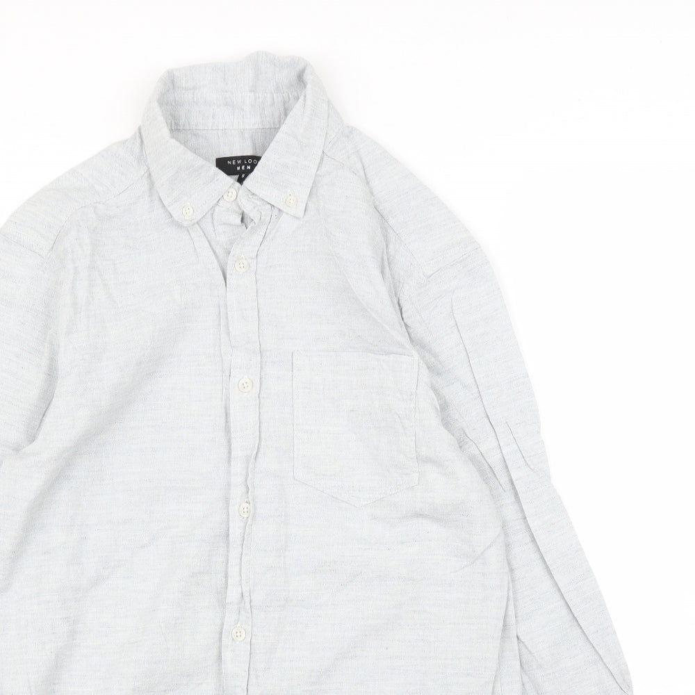 Mens UK Size S New Look Grey  Button-Up Long Sleeve Casual Shirt