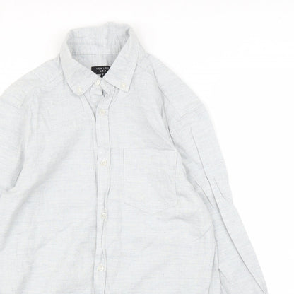 Mens UK Size S New Look Grey  Button-Up Long Sleeve Casual Shirt