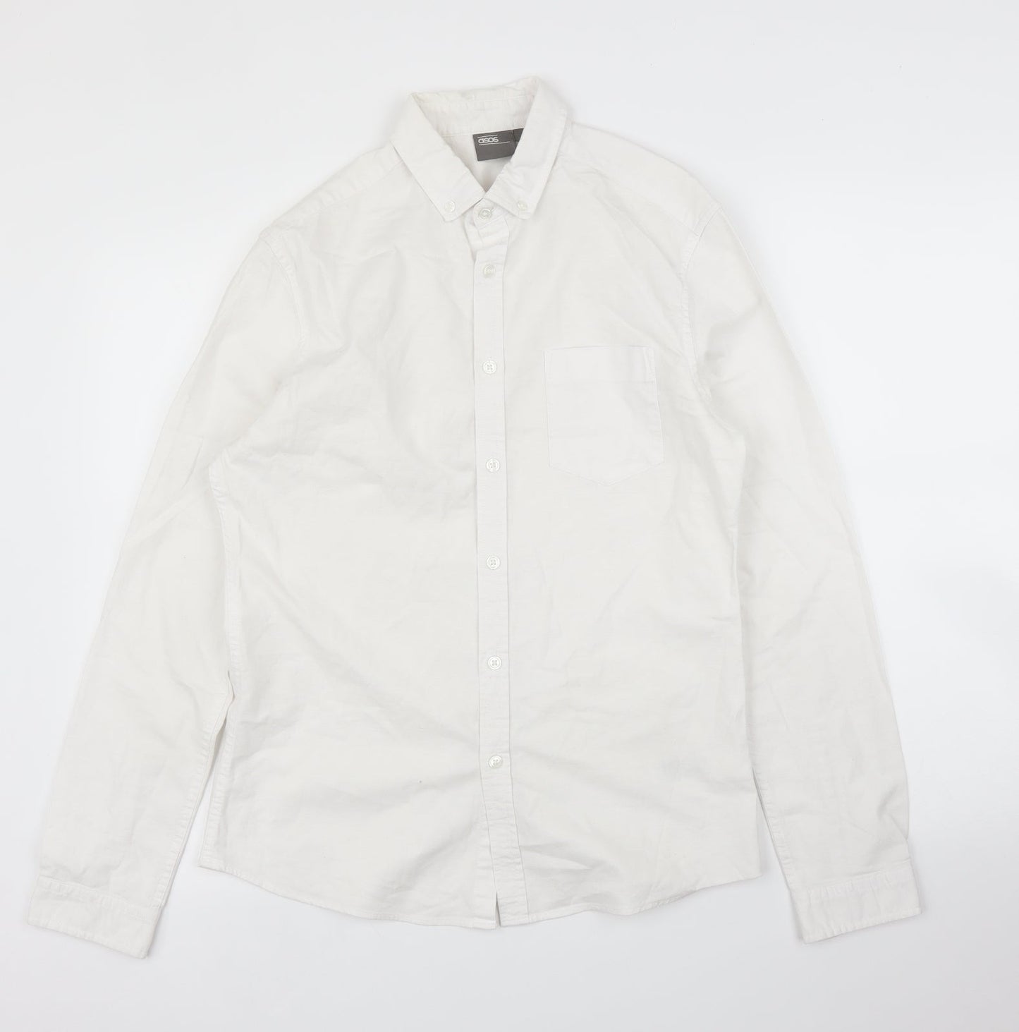 Mens UK Size S ASOS White  Button-Up Long Sleeve Casual Shirt