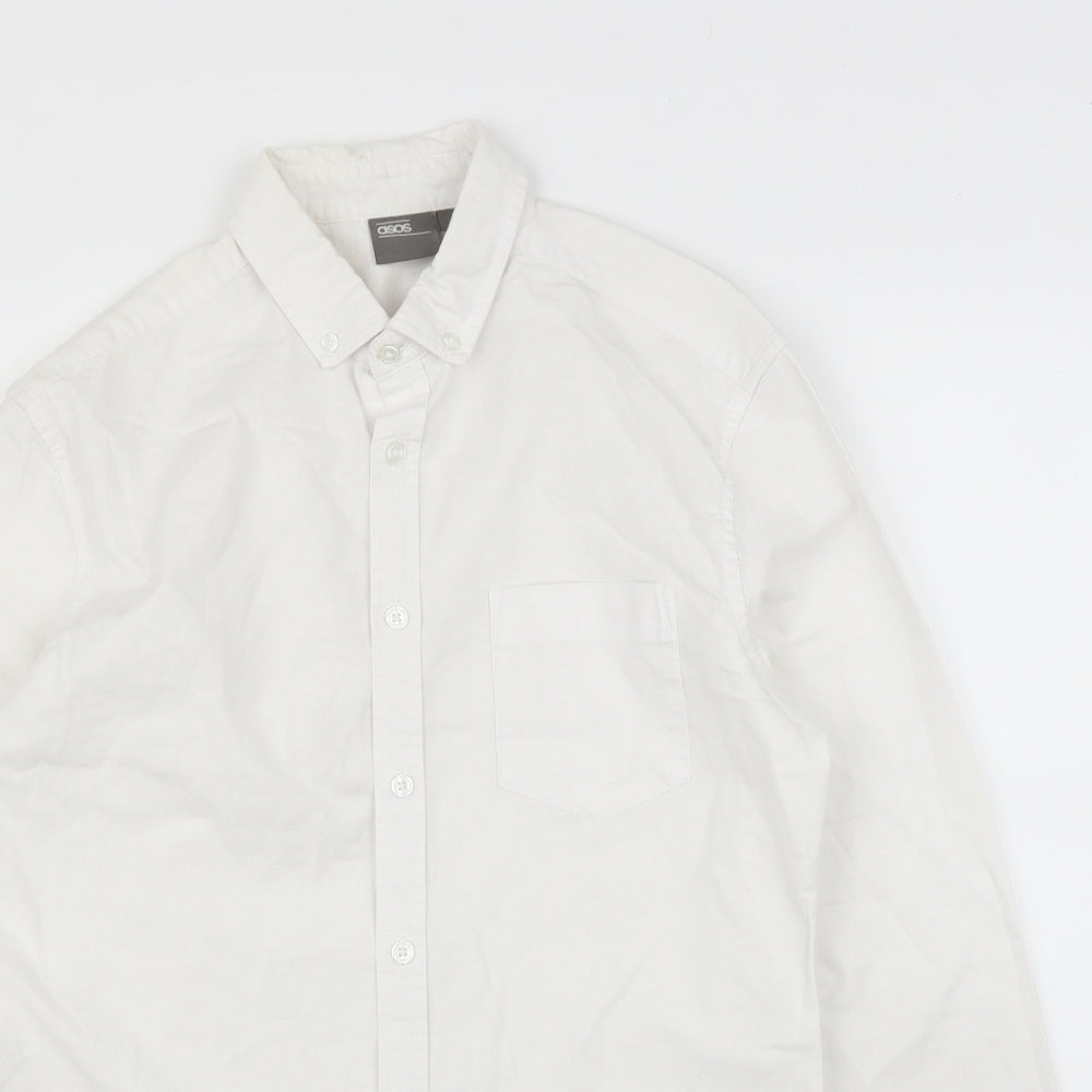 Mens UK Size S ASOS White  Button-Up Long Sleeve Casual Shirt