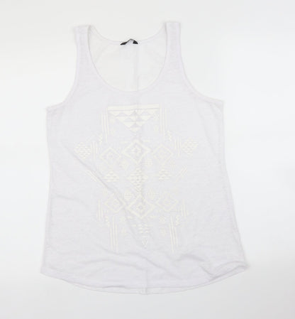 F&F Womens White Geometric  Basic Tank Size M
