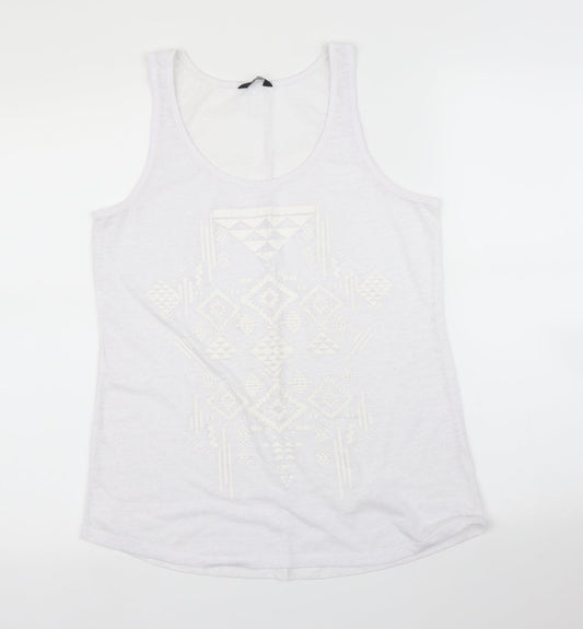 F&F Womens White Geometric  Basic Tank Size M