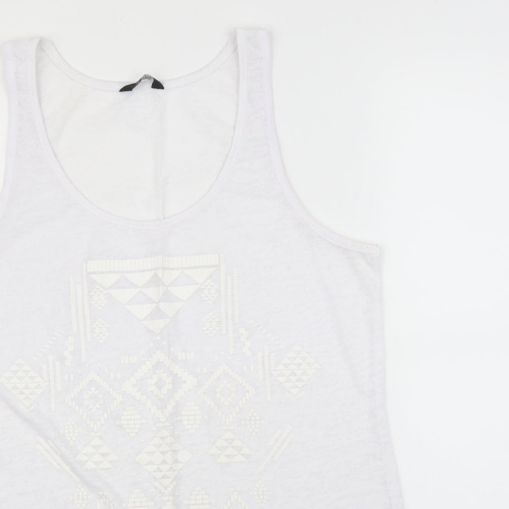 F&F Womens White Geometric  Basic Tank Size M