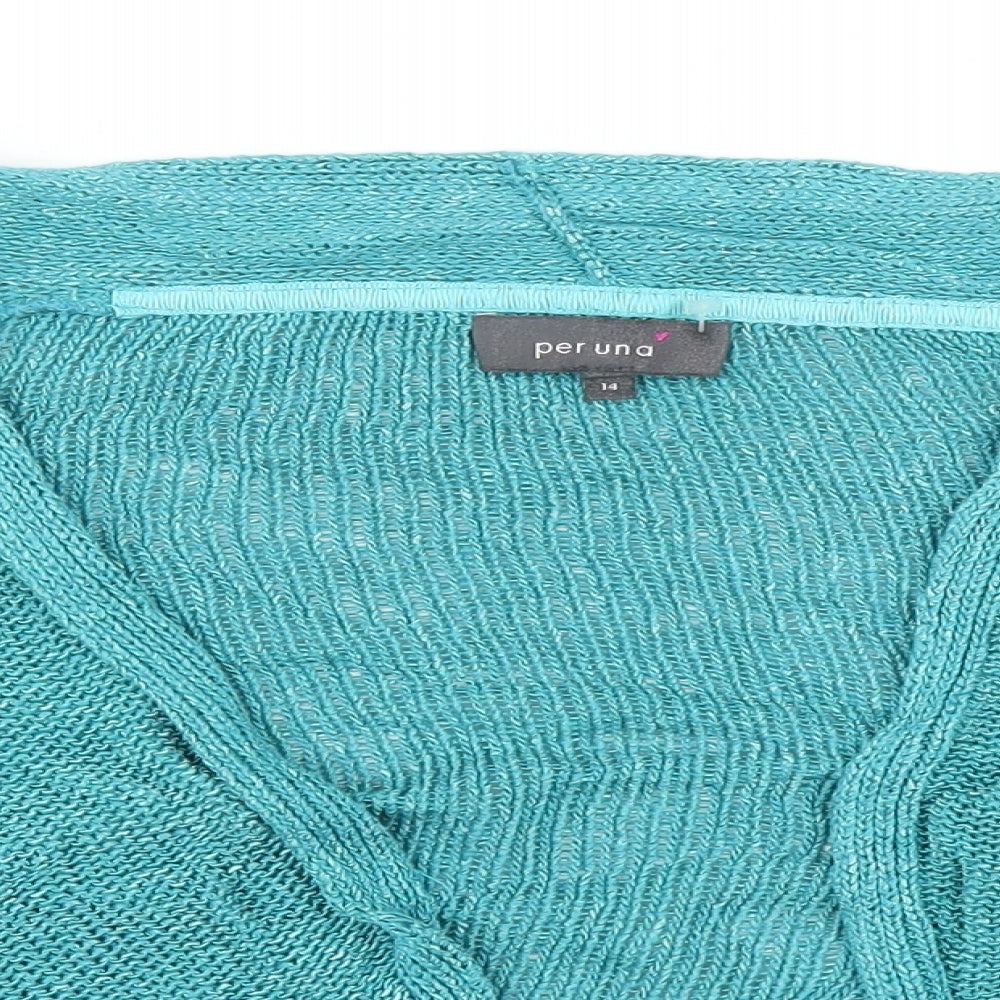 Womens UK Size 14 M&S Green Cardigan Jumper