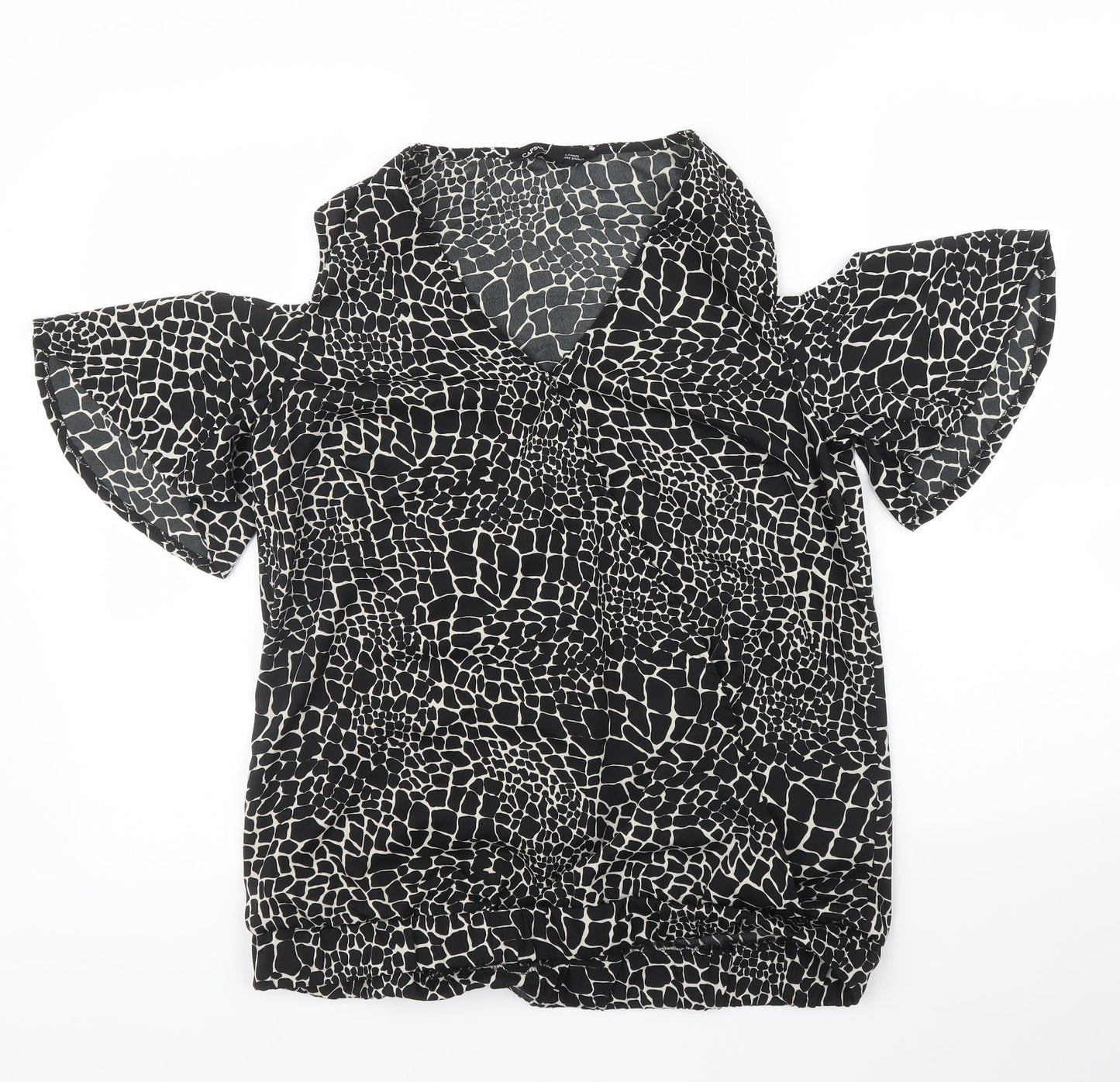 Capsule Womens Black Animal Print  Basic Blouse Size 12  - Giraffe print
