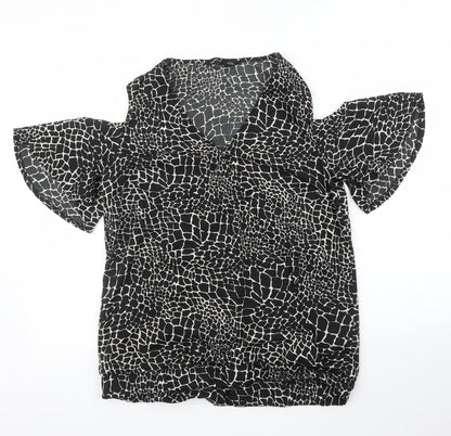 Capsule Womens Black Animal Print  Basic Blouse Size 12  - Giraffe print