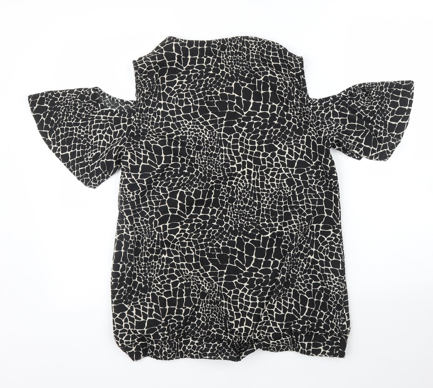 Capsule Womens Black Animal Print  Basic Blouse Size 12  - Giraffe print