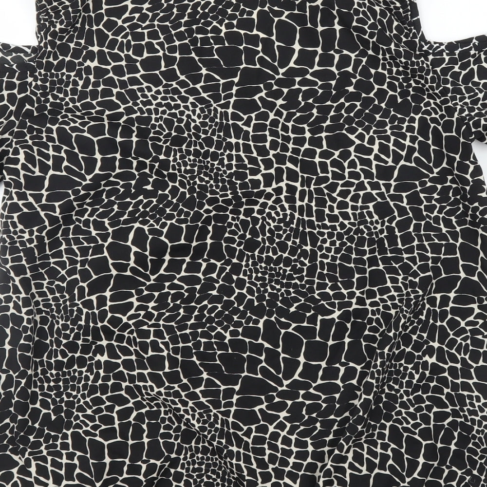 Capsule Womens Black Animal Print  Basic Blouse Size 12  - Giraffe print