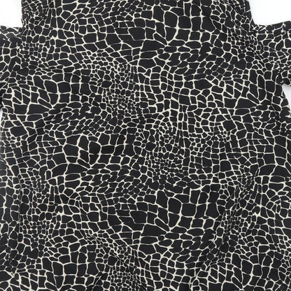 Capsule Womens Black Animal Print  Basic Blouse Size 12  - Giraffe print