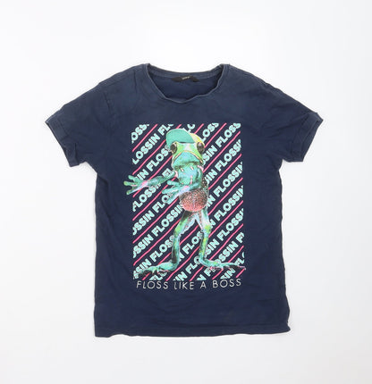 George Boys Blue   Basic T-Shirt Size 9-10 Years  - frog